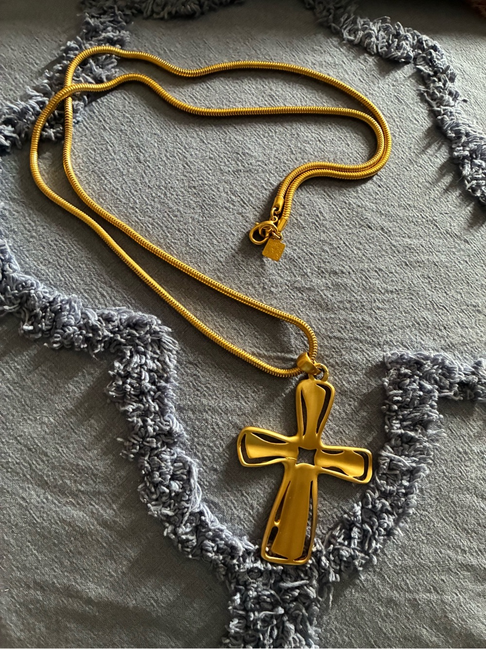 Anne Klein Shiny Gold Cross Pendant Necklace